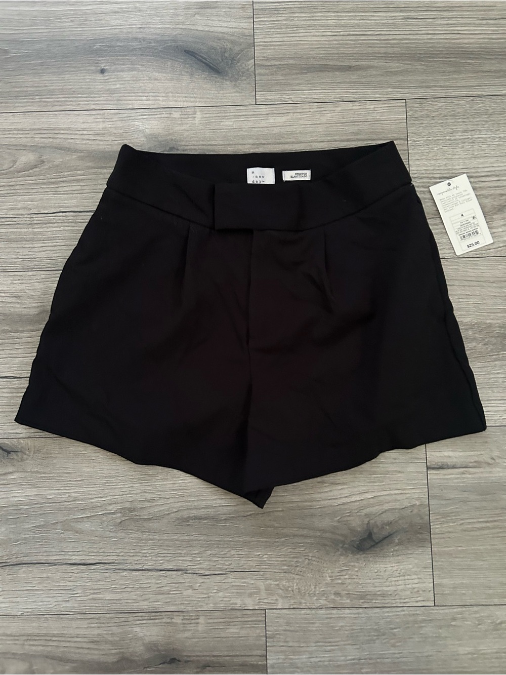 a new day Black High-Waist Pleated Women’s Shorts
